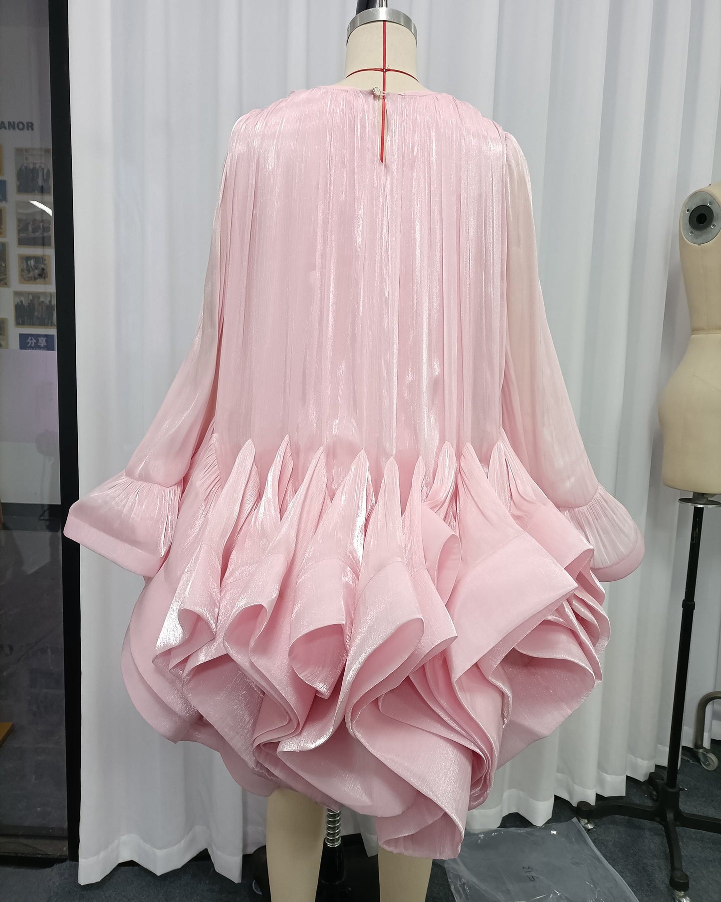 Pink Ruffle  Pleated Mini Dress