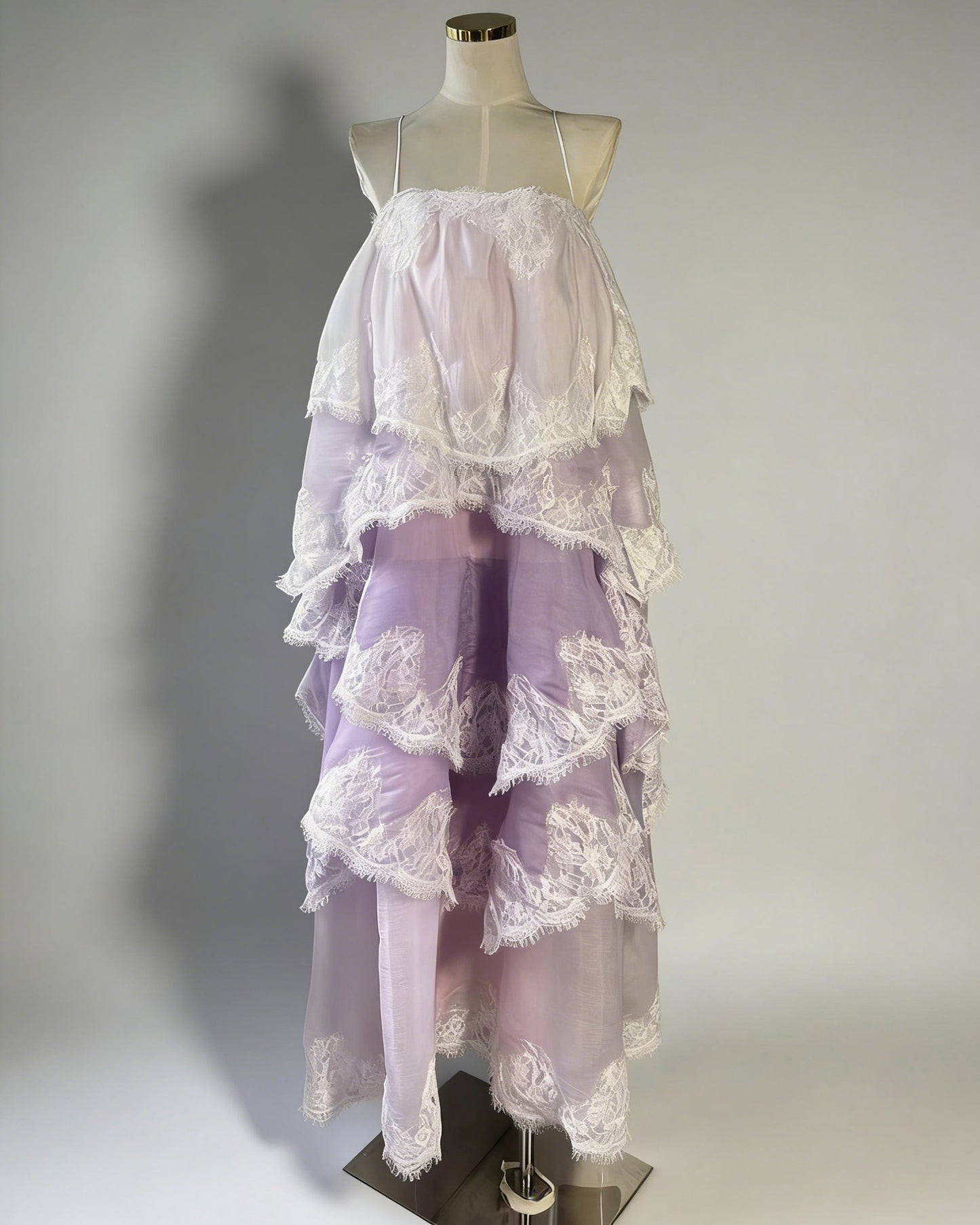 Purple Ombre Lace Tiered Midi Dress