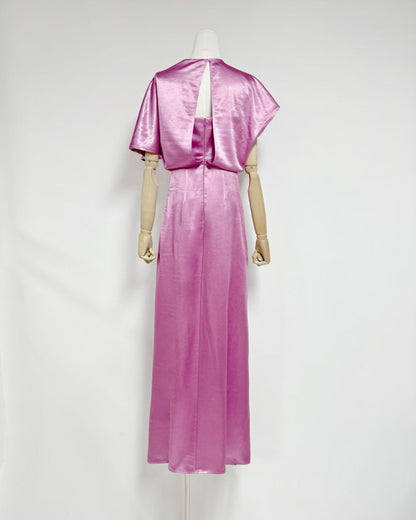 Rose Satin Draped Maxi Dress