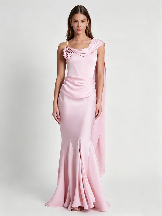 Elora One-Shoulder Floral-Appliqué Maxi Dress