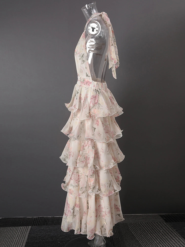 Alma Ruffle Printed Dress