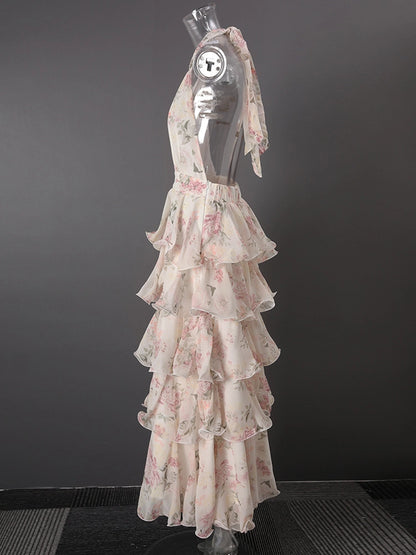 Alma Ruffle Printed Dress