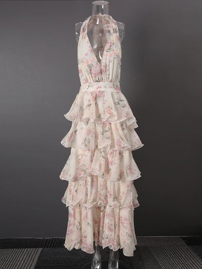 Alma Ruffle Printed Dress