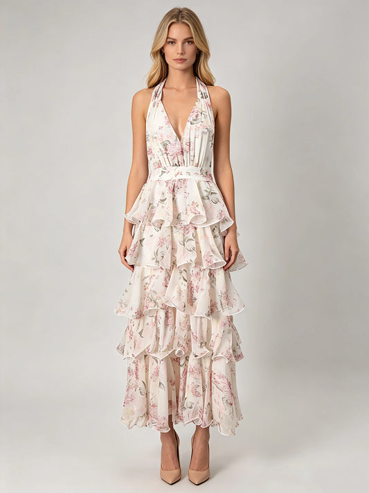 Alma Ruffle Printed Dress