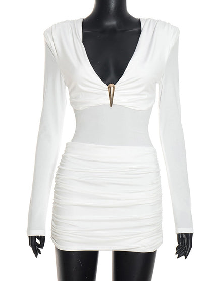 Astrid Deep-V Ruched Dress