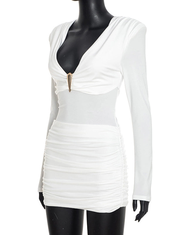 Astrid Deep-V Ruched Dress