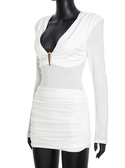 Astrid Deep-V Ruched Dress