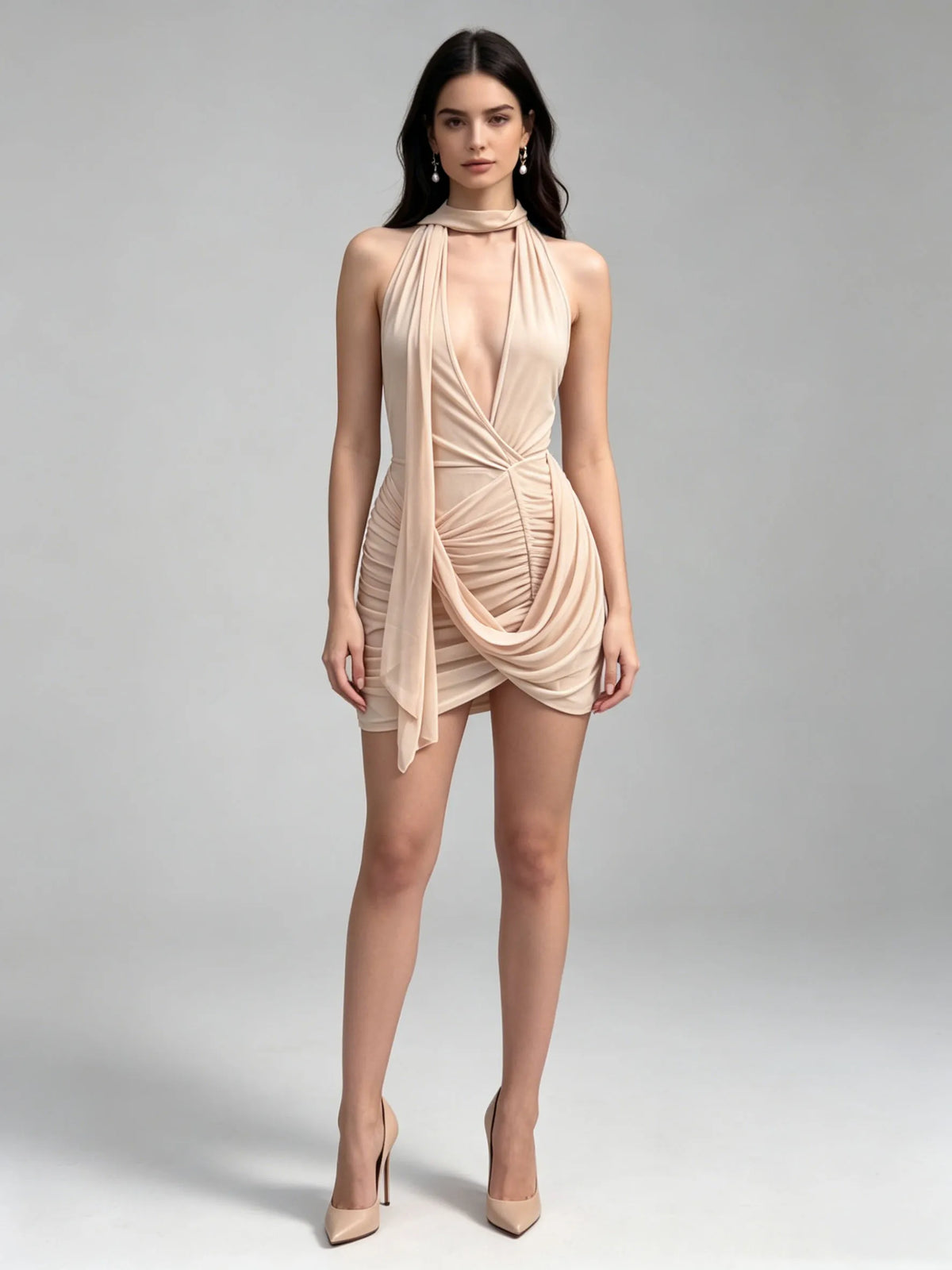 Anya Deep-V Pleated Dress