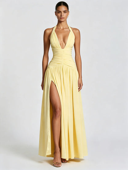Deep V Neck Tunic Side Split Fashion Dress
