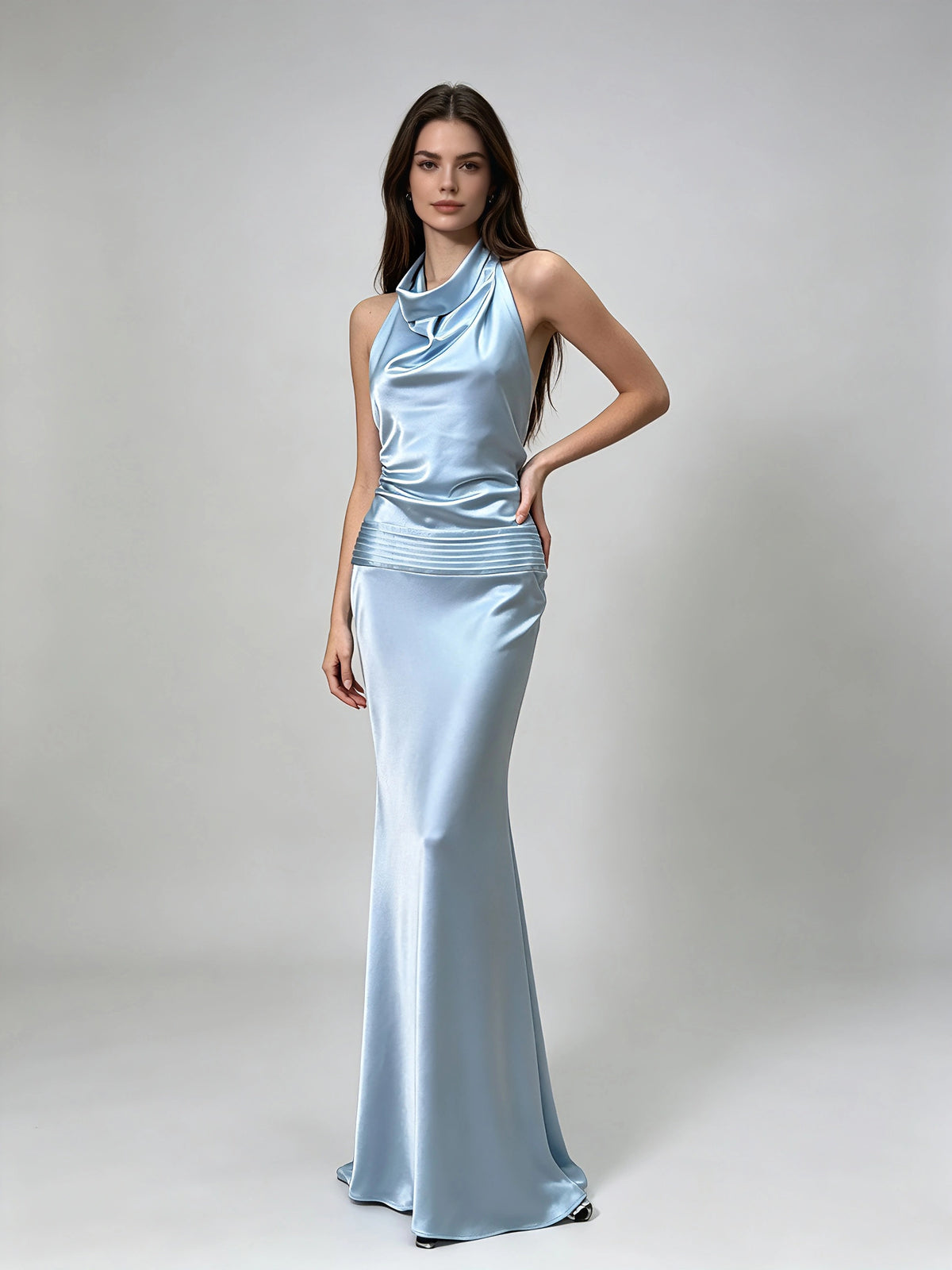 Aurelia Halter Pleated Dress
