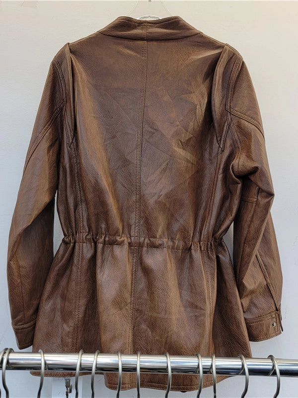 Lapel Long Sleeve Tunic Patchwork Double Breasted Design Jacket