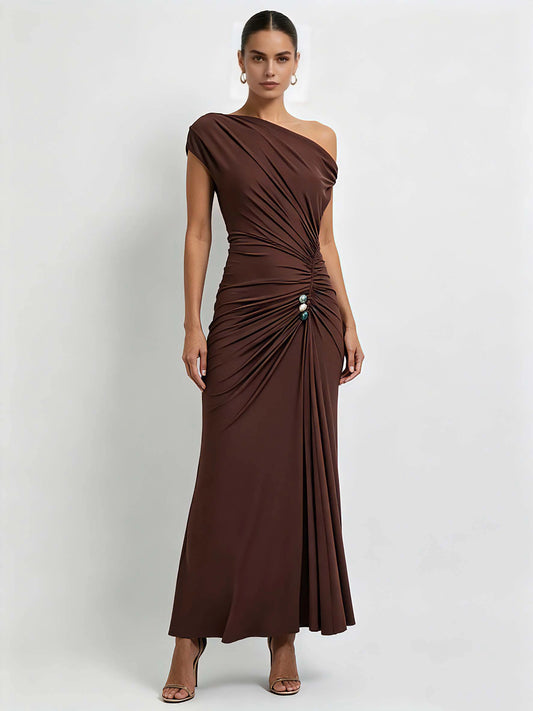 Nora One-Shoulder Ruched Dress