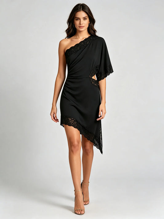 Lisette One-Shoulder Lace Dress