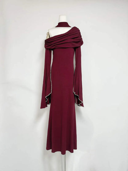 Seraphine One-Shoulder Pearl-Trim Dress
