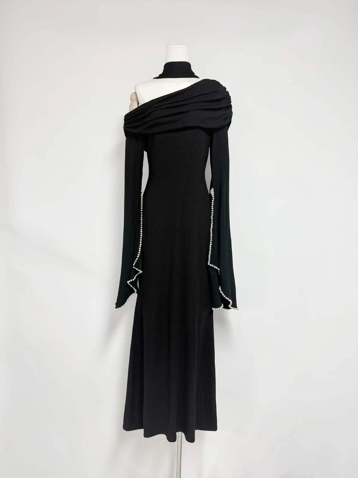 Seraphine One-Shoulder Pearl-Trim Dress