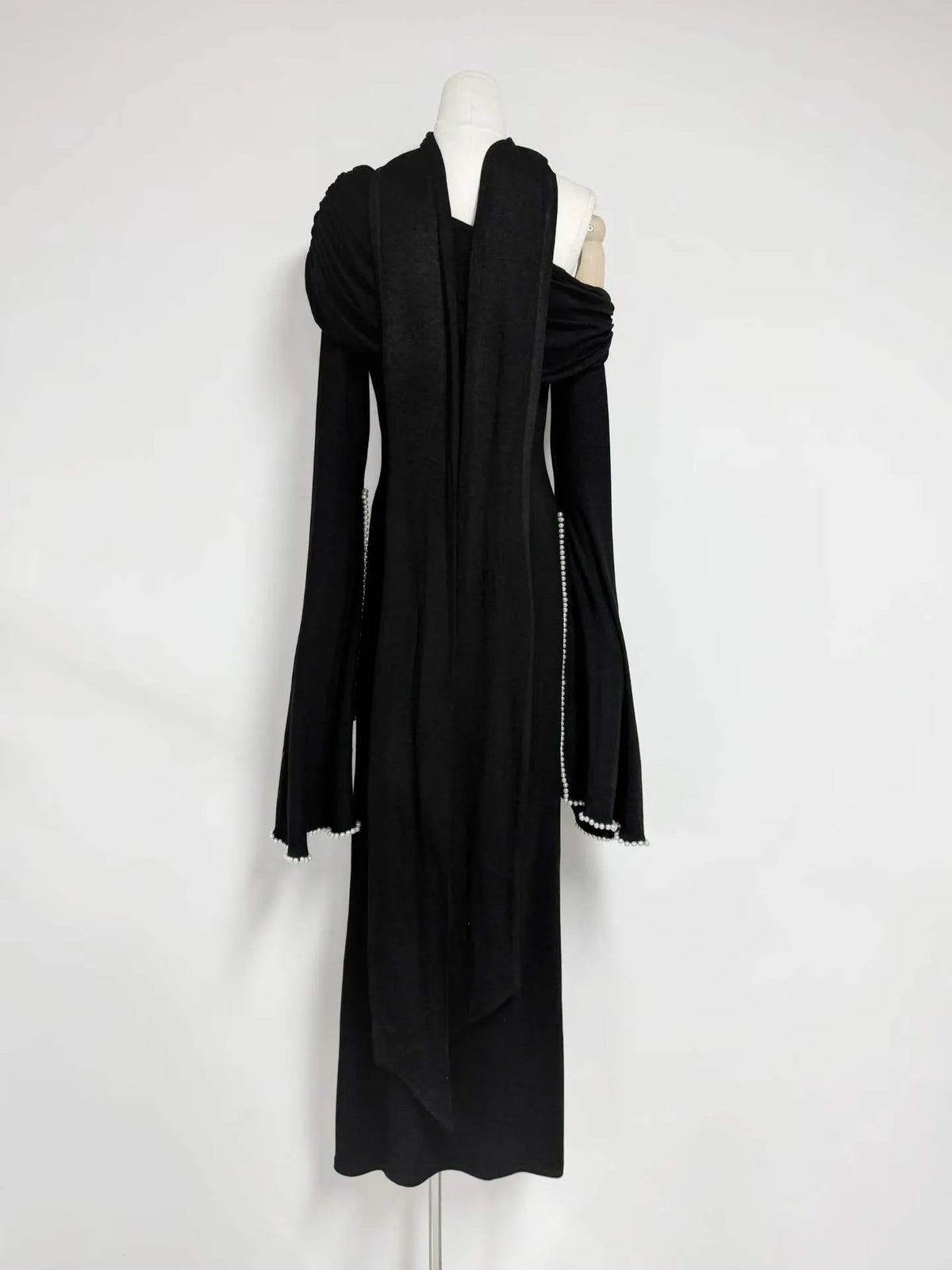 Seraphine One-Shoulder Pearl-Trim Dress