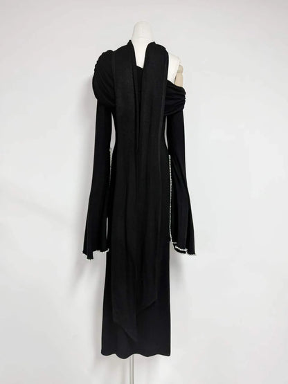 Seraphine One-Shoulder Pearl-Trim Dress