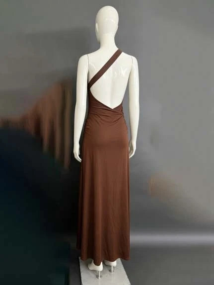 Lucille One-Shoulder Pleated Dress