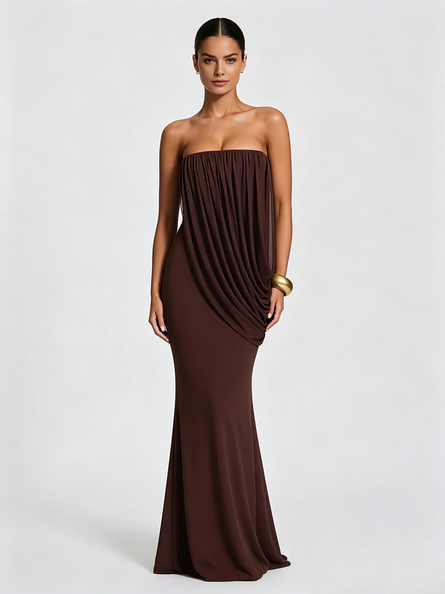 TWOTWINSTYLE Off Shoulder Draped Ruched Vintage Dress