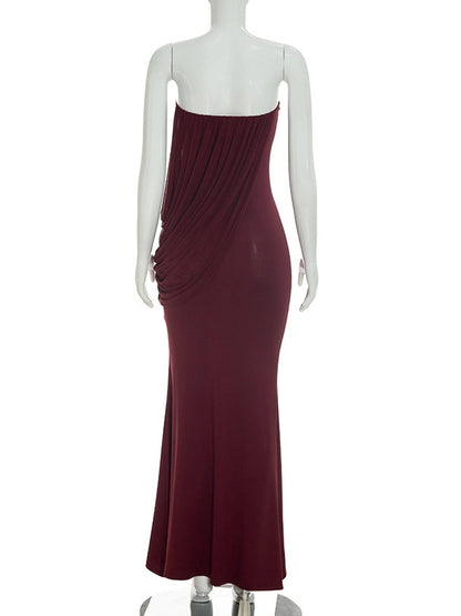 TWOTWINSTYLE Off Shoulder Draped Ruched Vintage Dress