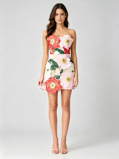 Aida Off-Shoulder Colour-Block Mini Dress