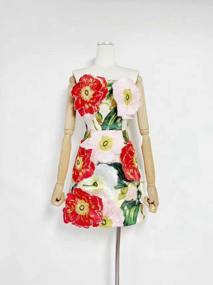 Aida Off-Shoulder Colour-Block Mini Dress