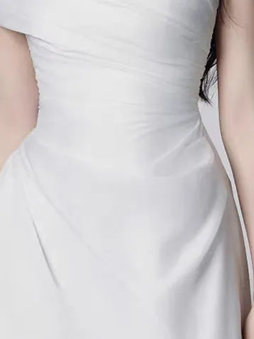 Off Shoulder Irregular Neck High Waist Elegant Dress