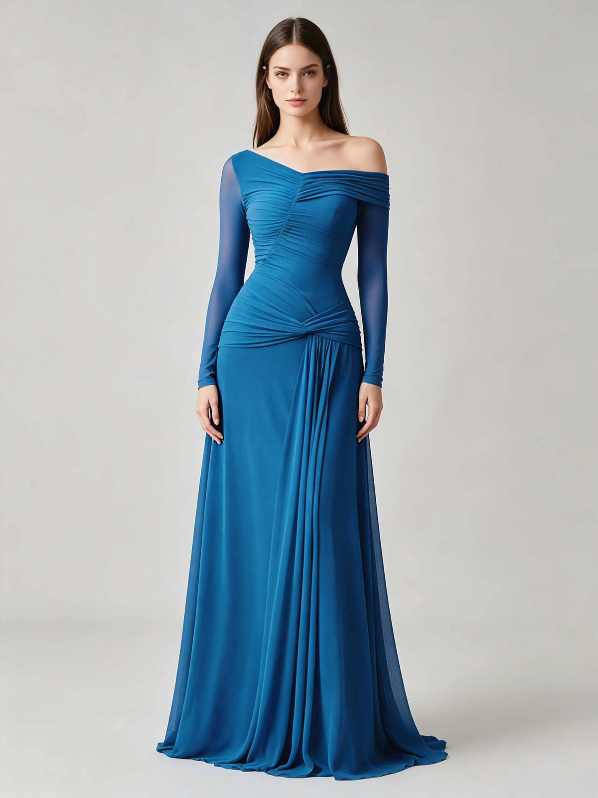 Odette Off-Shoulder Pleated Dress