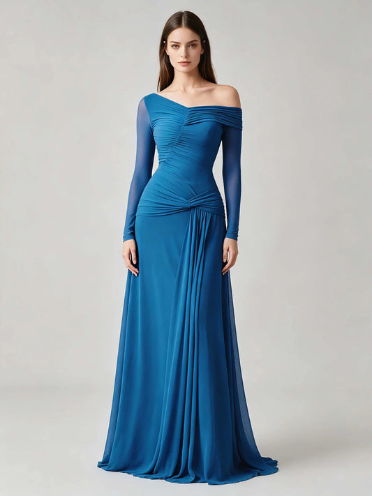 Odette Off-Shoulder Pleated Dress