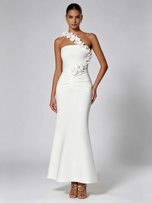 Margot Off-Shoulder Floral-Appliqué Dress