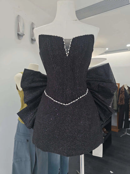 Anais Off-Shoulder Pearl-Trim Dress