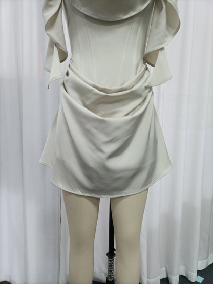 TWOTWINSTYLE Off Shoulder Tunic Spliced Metal Chic Dress