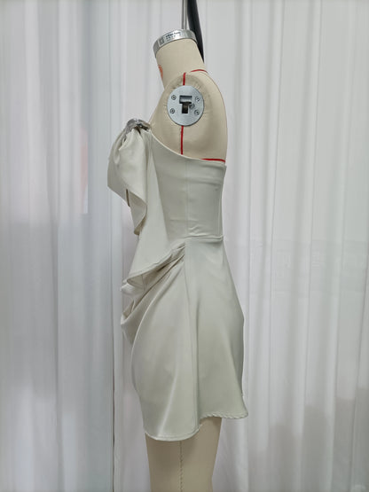 TWOTWINSTYLE Off Shoulder Tunic Spliced Metal Chic Dress