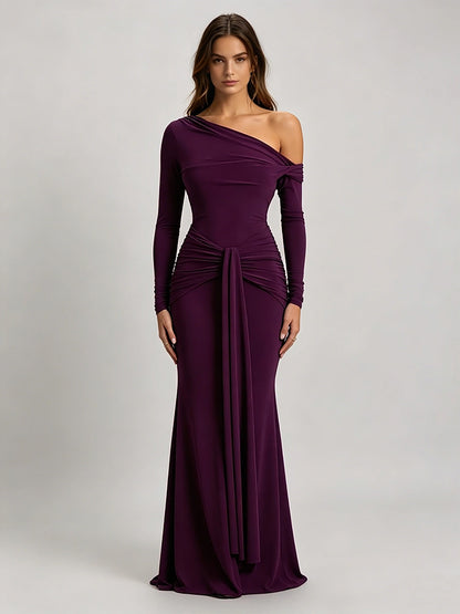 Maia One-Shoulder Ruched Maxi Dress
