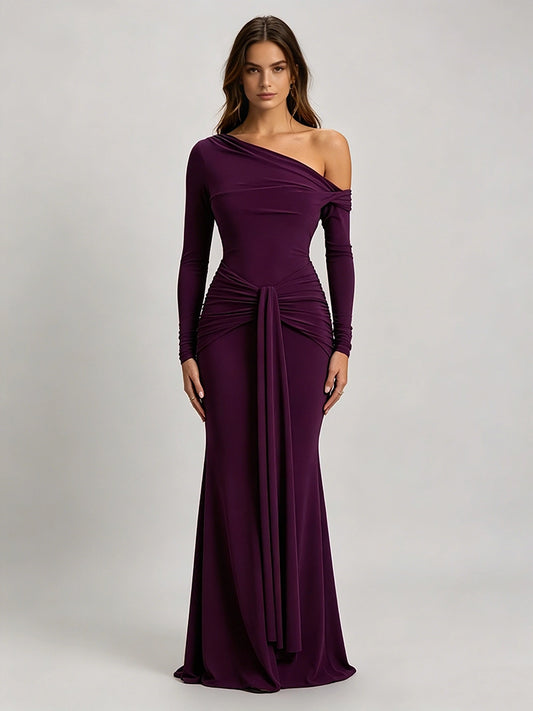 Maia One-Shoulder Ruched Maxi Dress