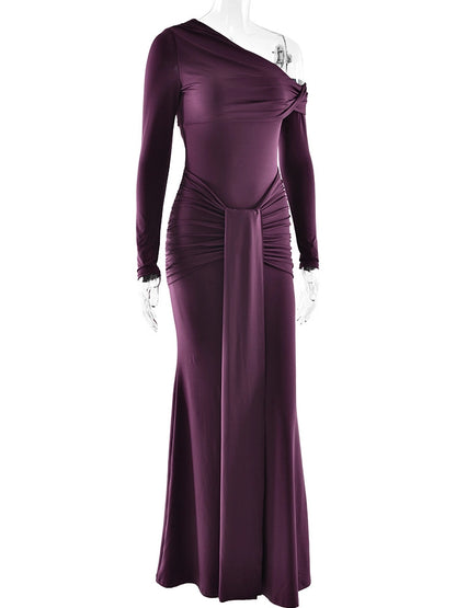 Maia One-Shoulder Ruched Maxi Dress
