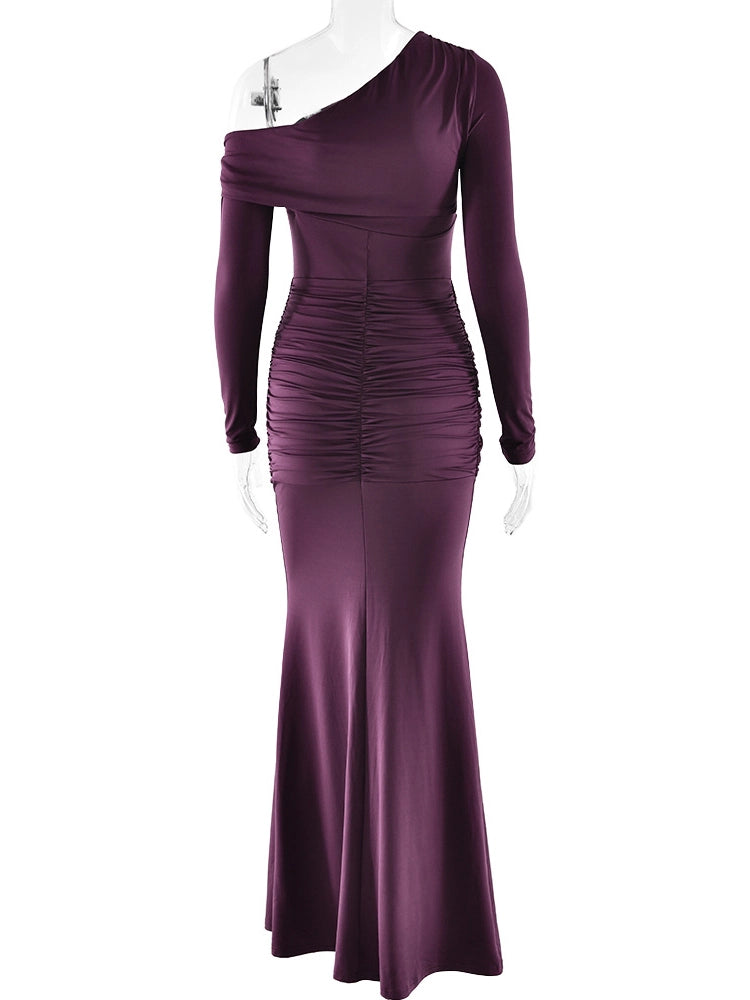 Maia One-Shoulder Ruched Maxi Dress