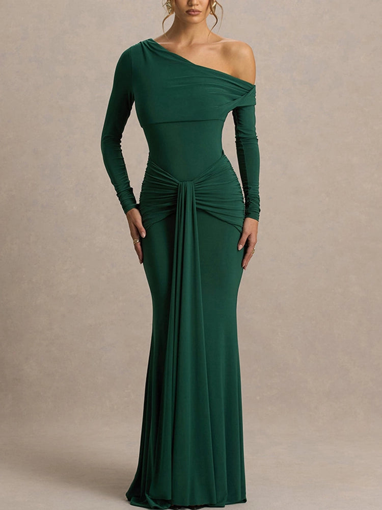 Maia One-Shoulder Ruched Maxi Dress