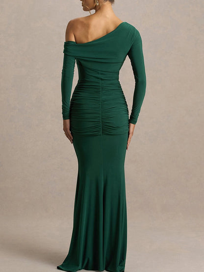 Maia One-Shoulder Ruched Maxi Dress