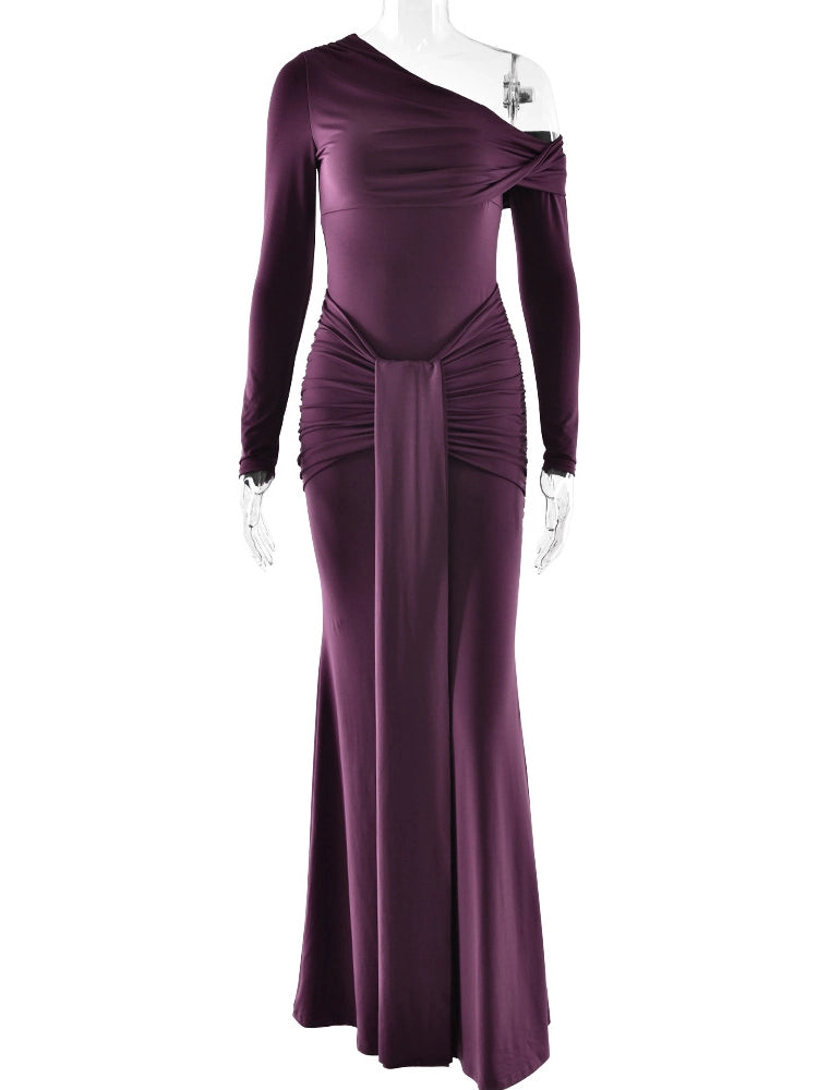 Maia One-Shoulder Ruched Maxi Dress