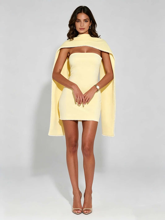 Rhea Pearl-Trim Panelled Mini Dress