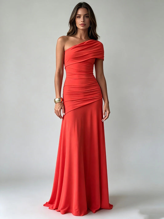 Diana One-Shoulder Ruched Dress
