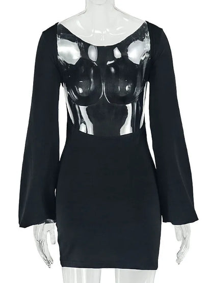 Violette Round-Neck Long-Sleeve Dress