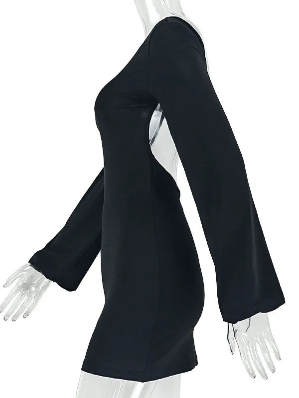 Violette Round-Neck Long-Sleeve Dress