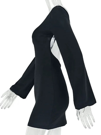 Violette Round-Neck Long-Sleeve Dress
