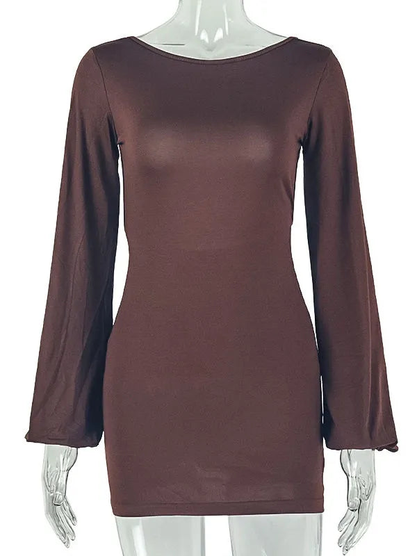 Violette Round-Neck Long-Sleeve Dress
