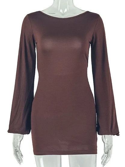 Violette Round-Neck Long-Sleeve Dress