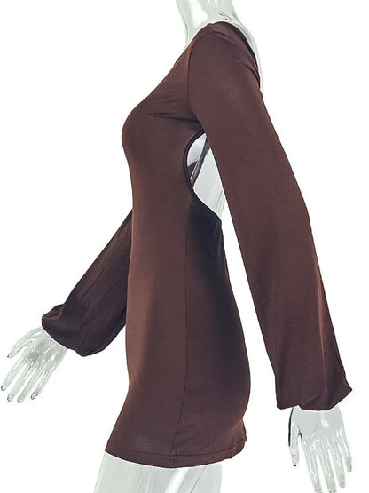Violette Round-Neck Long-Sleeve Dress