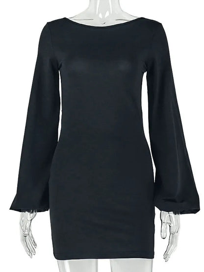 Violette Round-Neck Long-Sleeve Dress