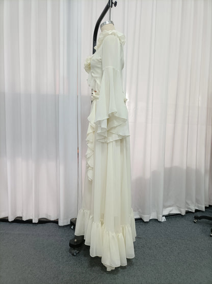 Carmen Round-Neck Long-Sleeve Dress